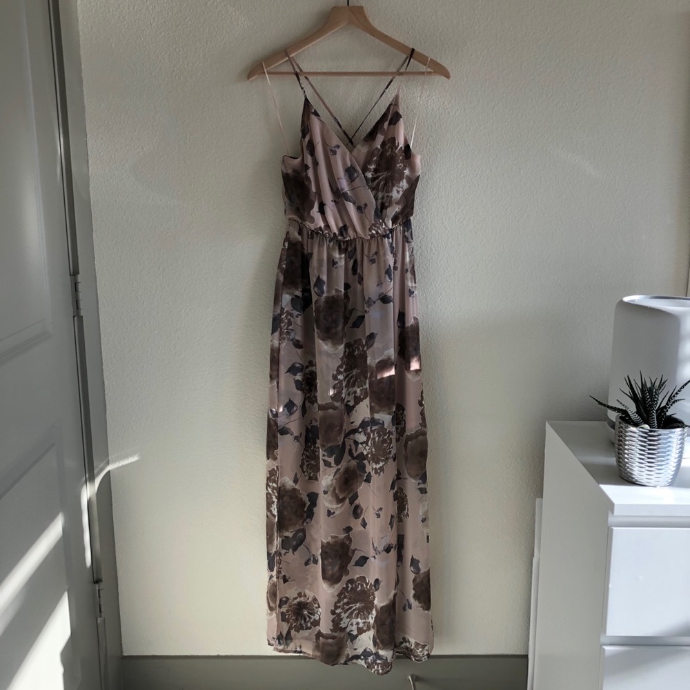 Sienna Sky Floral Mauve Maxi Dress w/ Sheer Overlay - Picture 6 of 15